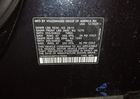 2026 Volkswagen Atlas Cross Sport Se With Technology z USA, uszkodzony, nr VIN 1V2WC2CA6TC215062